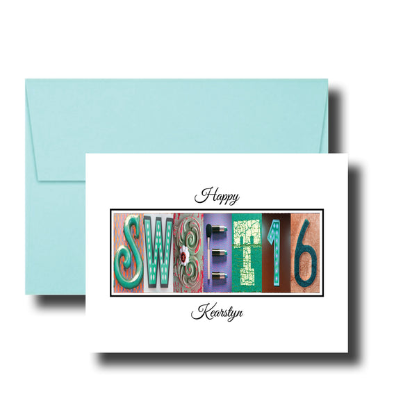 A greeting card with the word 