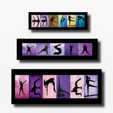 a collection of silhouetted images of various acrobatic poses and movements, arranged in a visually appealing manner.