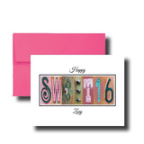 Personalized 16th Birthday Card, Rose Gold Pink Sixteen 5X7 Gift