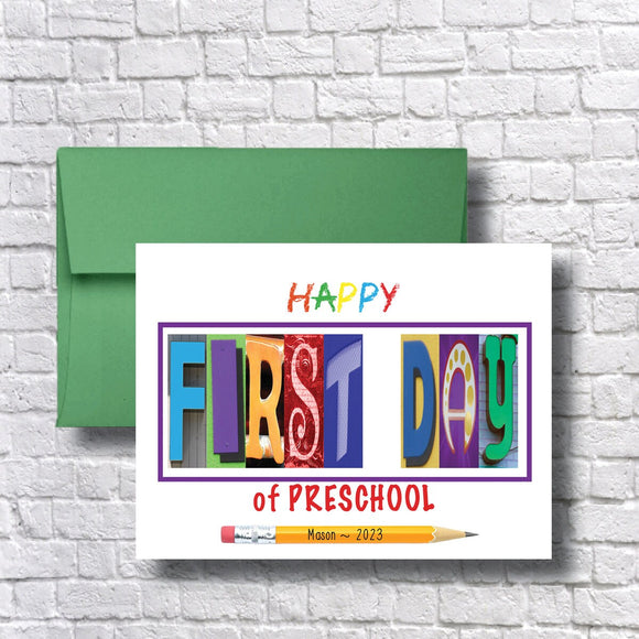 First Day of Preschool Personalized Card, Congrats, Greeting, Class of 2036, 2025, 2025, New School Year, Beginning, God Daughter Son