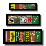 a collage of various sports-related images, including baseballs, tennis rackets, and baseball gloves, arranged to spell out the word "GOBBY".