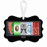 Personalized track coach ornament 2026 with white ribbon