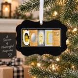 Personalized yellow volleyball coach metal Christmas ornament with COACH letter art
