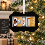 Personalized orange volleyball coach metal Christmas ornament with COACH letter art
