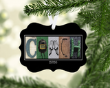 Cross Country coach ornament with 2026 sample date and white ribbon