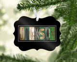 Personalized football letter art ornament with white ribbon
