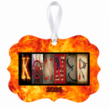 KONNER firefighter photographic letter art ornament 2026 with white ribbon