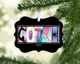 Personalized gymnastics coach metal Christmas ornament with gymnastics design