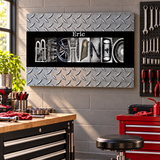 Personalized Eric MECHANIC workshop letter art displayed in a themed lifestyle setting