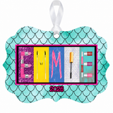 EMMIE makeup name ornament with white ribbon and 2026 date