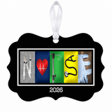 Nurse photographic letter art ornament 2026 with white ribbon