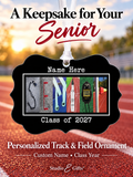 Personalized Track and Field Senior 2027 ornament — Pinterest graphic