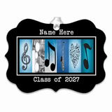 Music letter art personalization example Class of 2027 white ribbon