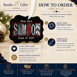 Senior Class of 2027 ornament how to order with white ribbon