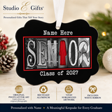 Senior Class of 2027 ornament personalized keepsake features with white ribbon