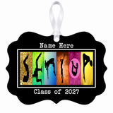 Senior competitive cheer ornament Class of 2027 with white ribbon