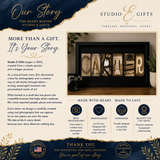 Studio E Gifts story and handmade personalized gift brand information