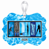 Kalina swimming photographic name ornament 2026 with white ribbon