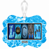Logan swimming name ornament 2026 white ribbon