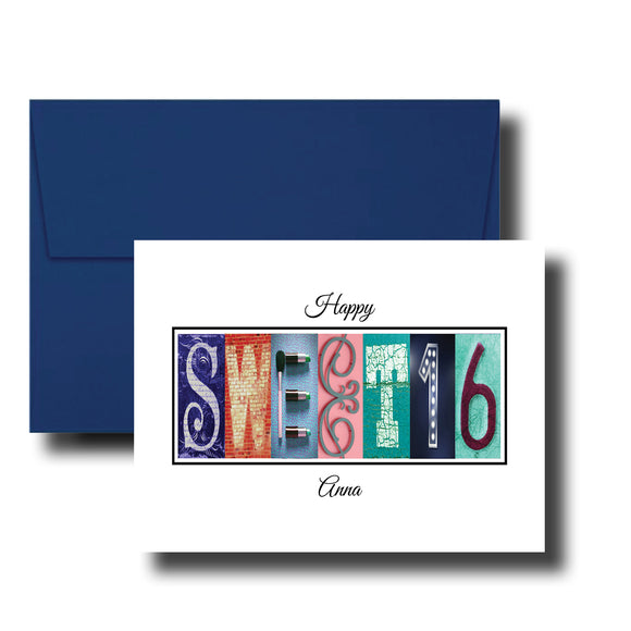 A greeting card with the word 