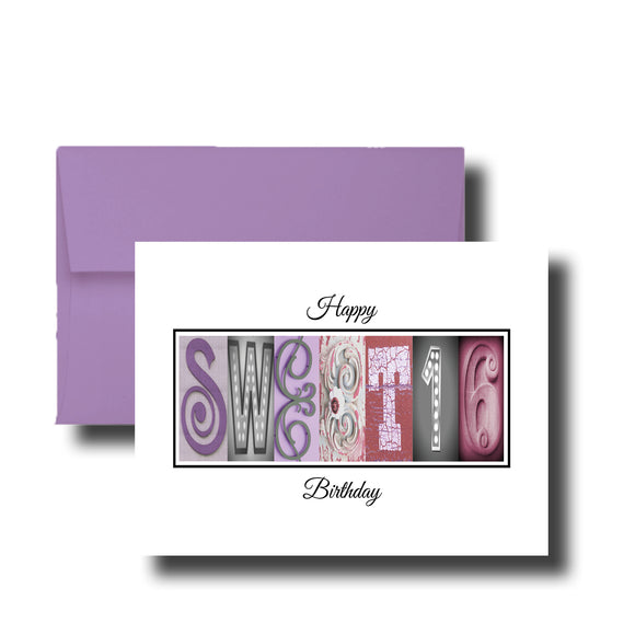 A birthday card with the word 