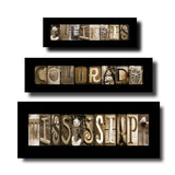three frames arranged in a row, each frame containing the word "COLORADO" in a unique way. The frames are arranged in a way that the letters are not only visible but also visually appealing, creating an artistic representation of the word "COLORADO".