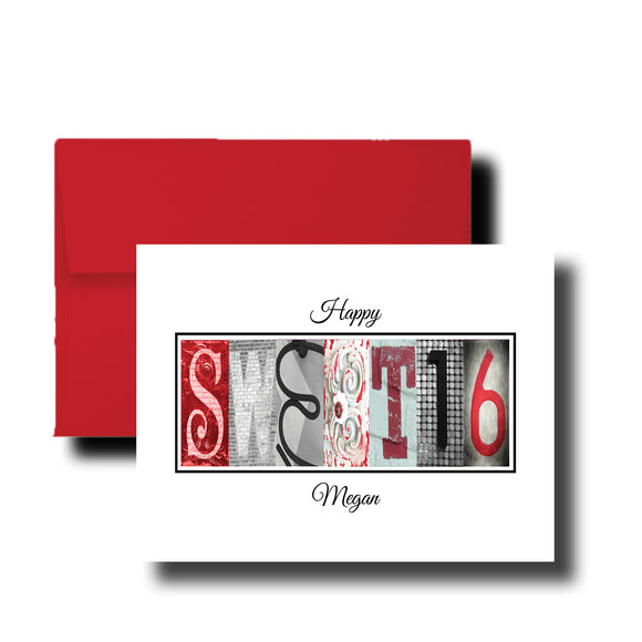 A personalized birthday card with the name 