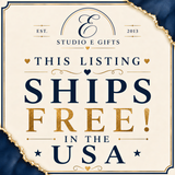 The image is a listing advertisement for a company called "E Studio Gifts" that offers free shipping in the United States.