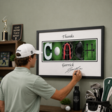 Personalized golf coach gift lifestyle mockup with player signing framed coach print