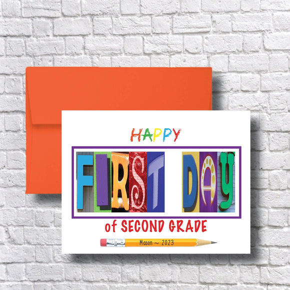 First Day of Second Grade Personalized Card, Congrats, Greeting, Class of 2036, 2025, 2025, New School Year, Beginning, God Daughter Son