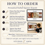 a poster explaining how to order personalized football signature keepsake