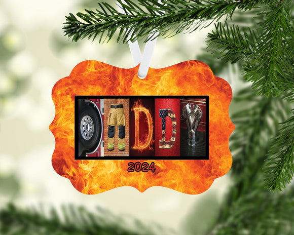 Personalized Firefighter Ornament, Custom Fireman Keepsake Gift,Father’s Day, Christmas, Firefighter Appreciation, Retirement, Alphabet Art