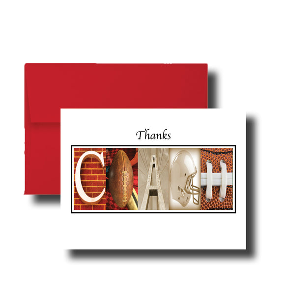 A red envelope with a white card inside, displaying the word 