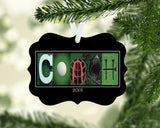 Personalized golf coach metal Christmas ornament with golf design
