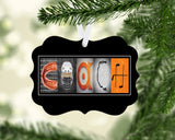 Personalized orange hockey coach metal Christmas ornament with COACH letter art