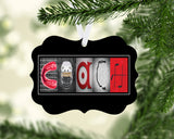 Personalized red hockey coach metal Christmas ornament with COACH letter art