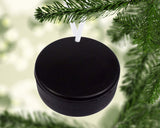 Custom name hockey puck metal ornament for player coach or team Christmas gift