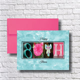 80th Birthday Card, Pink Teal Milestone, Women, Grandma, Nana, Mimi