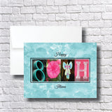 80th Birthday Card, Pink Teal Milestone, Women, Grandma, Nana, Mimi