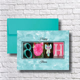 80th Birthday Card, Pink Teal Milestone, Women, Grandma, Nana, Mimi