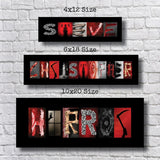 Horror Gift, Letter Art, Alphabet Creative Name, Scare fest, Horror & Gothic Room Decor, Blood, Skulls, Bones, Fear, Terror, Freight Night