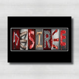Halloween Scary Alphabet Word Letter Art, Horror, Bloody Hand Knife, Scary Scream, Haunted House, Murder True Crime, Home Decor, Man Cave