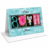 80th Birthday Card, Pink Teal Milestone, Women, Grandma, Nana, Mimi
