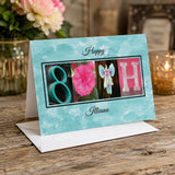 80th Birthday Card, Pink Teal Milestone, Women, Grandma, Nana, Mimi