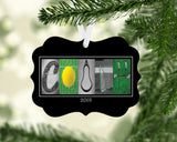 Personalized lacrosse coach metal Christmas ornament with COACH letter art