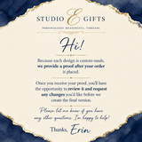 Studio E Gifts proof review process for personalized designs