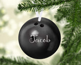 Personalized bowling ball Christmas ornament with custom name by Studio E Gifts