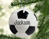 Personalized soccer ball Christmas ornament with custom player name by Studio E Gifts