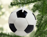 Custom name metal soccer ball ornament for player coach or team Christmas gift