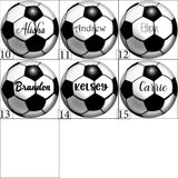 Metal soccer ball Christmas ornament personalized with custom name for team gift